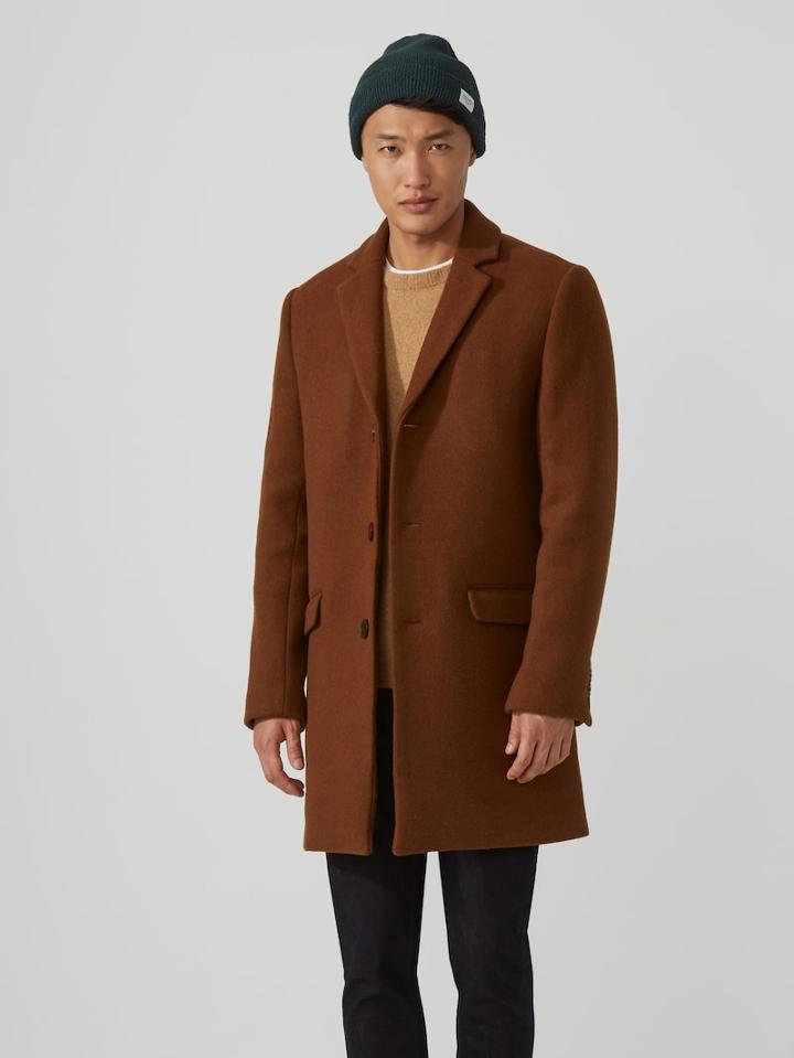 Frank + Oak The Lawrence Wool-blend Topcoat In Camel