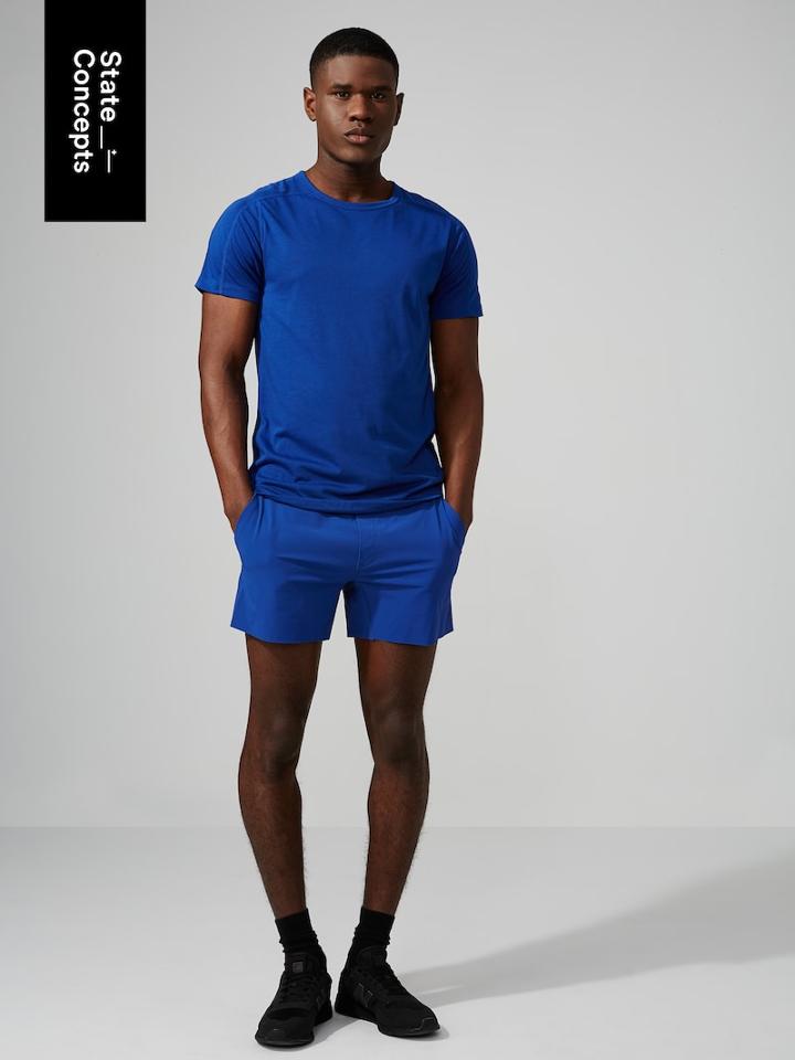 Frank + Oak State Concepts Motionflex 5 Run Short In Cobalt Blue