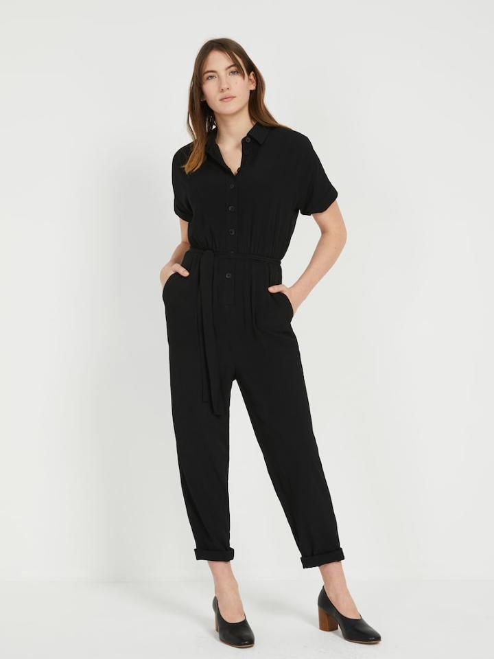 Frank + Oak Short-sleeved Boiler Suit - Black