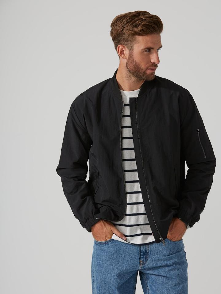 Frank + Oak Kingston Nylon Bomber In True Black