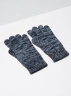 Frank + Oak 2-tone Wool-blend Knit Gloves In Indigo