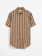 Frank + Oak Super Soft Short-sleeved Shirt - Striped Copper/blue