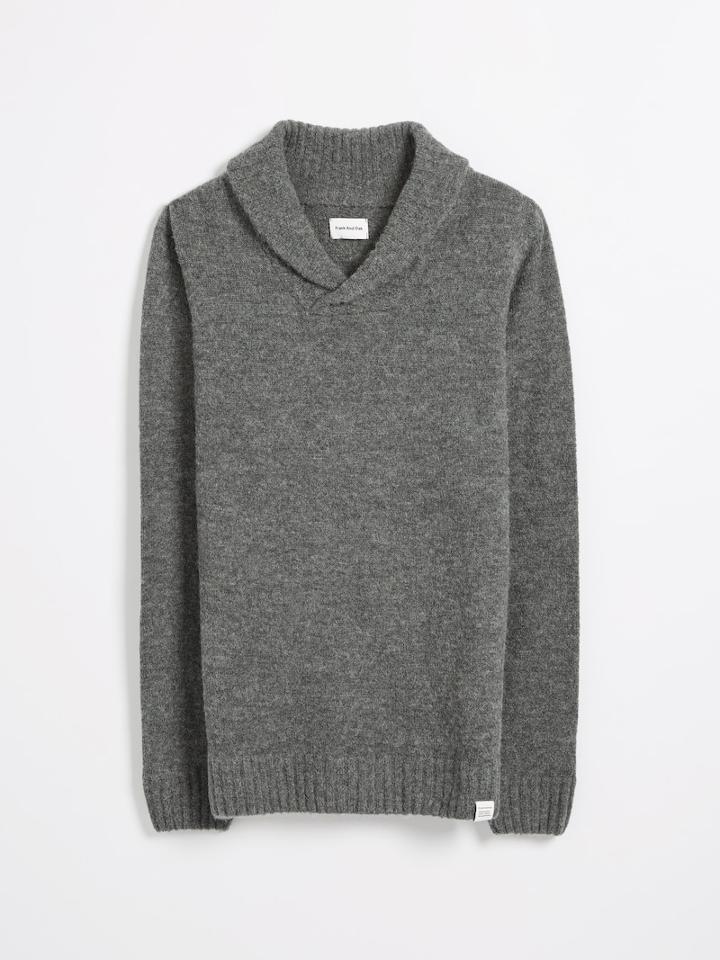 Frank + Oak The Nordique Multi-yarn Shawl Pullover Sweater - Grey Heather