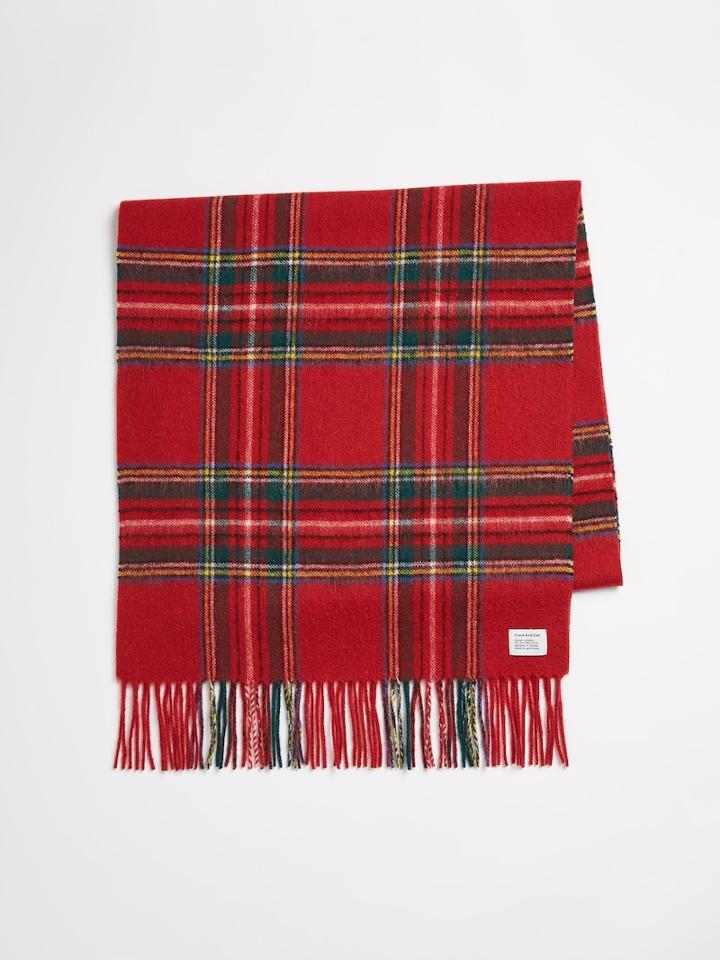 Frank + Oak Wool Woven Scarf - Dark Red Tartan
