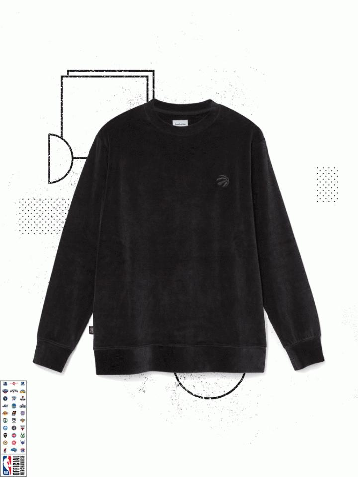 Frank + Oak Toronto Raptors Velvet Crewneck In Black