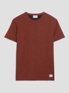 Frank + Oak Multi-line Jacquard T-shirt In Rustic Brown