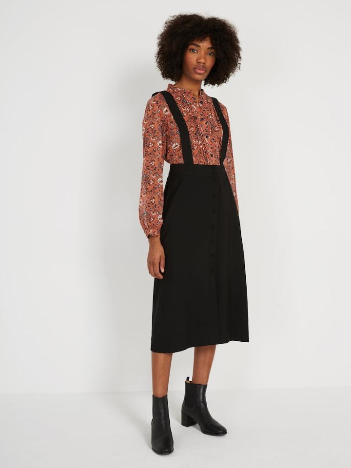Frank + Oak Button Down Midi Skirt - True Black