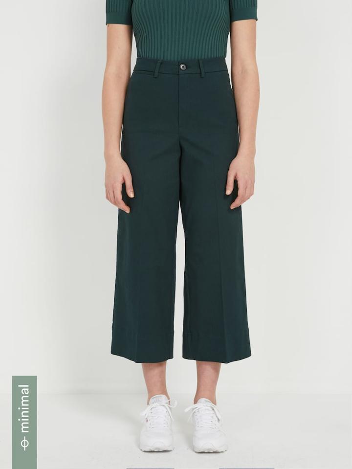 Frank + Oak The Josephine Wide Leg Good Cotton Pants - Dark Green