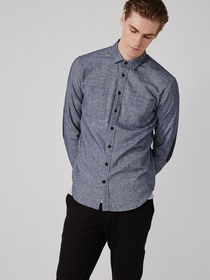 Frank + Oak Heavy Twill Flannel Shirt In Blue