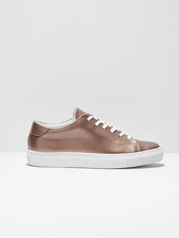 Frank + Oak Park Leather Low-top Sneakers In Metallic Rose