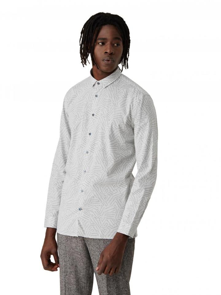 Frank + Oak Frost Print Shirt In Light Grey Heather
