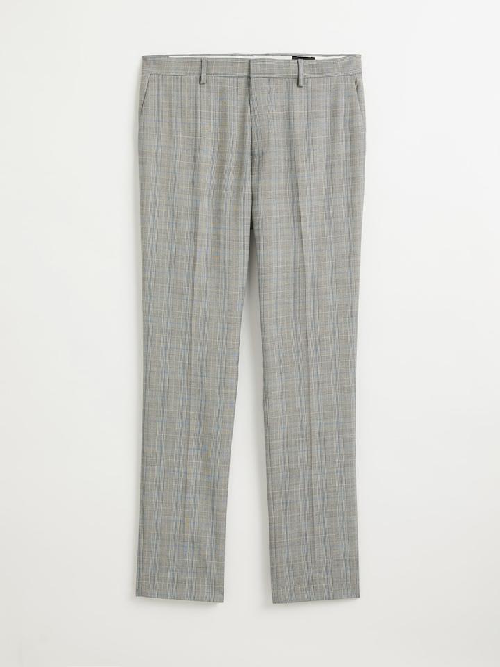 Frank + Oak The Laurier Glen Plaid Polyester Dress Pant In Grey