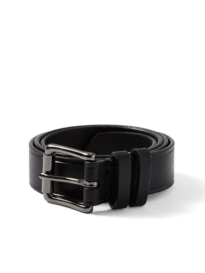 Frank + Oak Italian Leather Belt In Jet Black