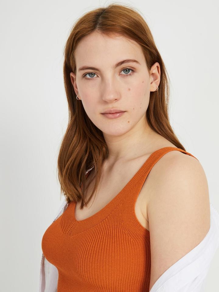 Frank + Oak Sweater-knit Tank Top- Soft Orange