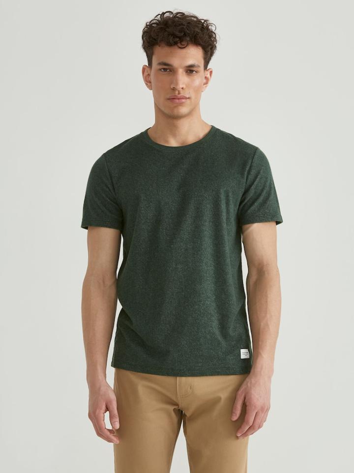 Frank + Oak Plush Crewneck Tee In Green Heather