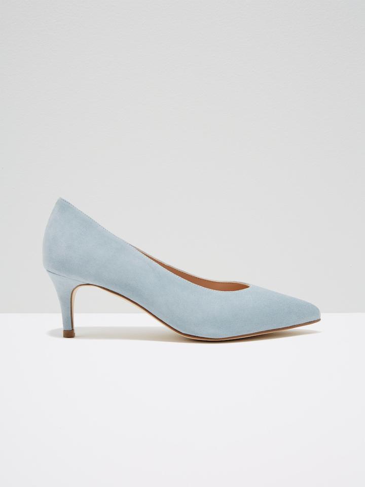 Frank + Oak The Boutique Slim-heel Suede Pump In Light Blue