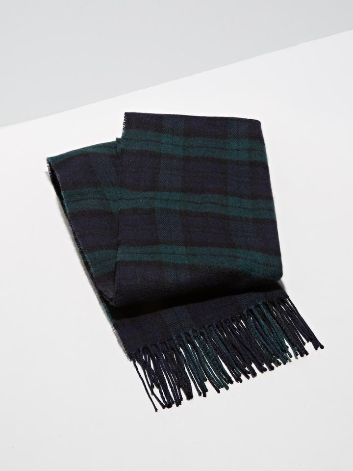 Frank + Oak Wool-blend Tartan Scarf In Green Gables