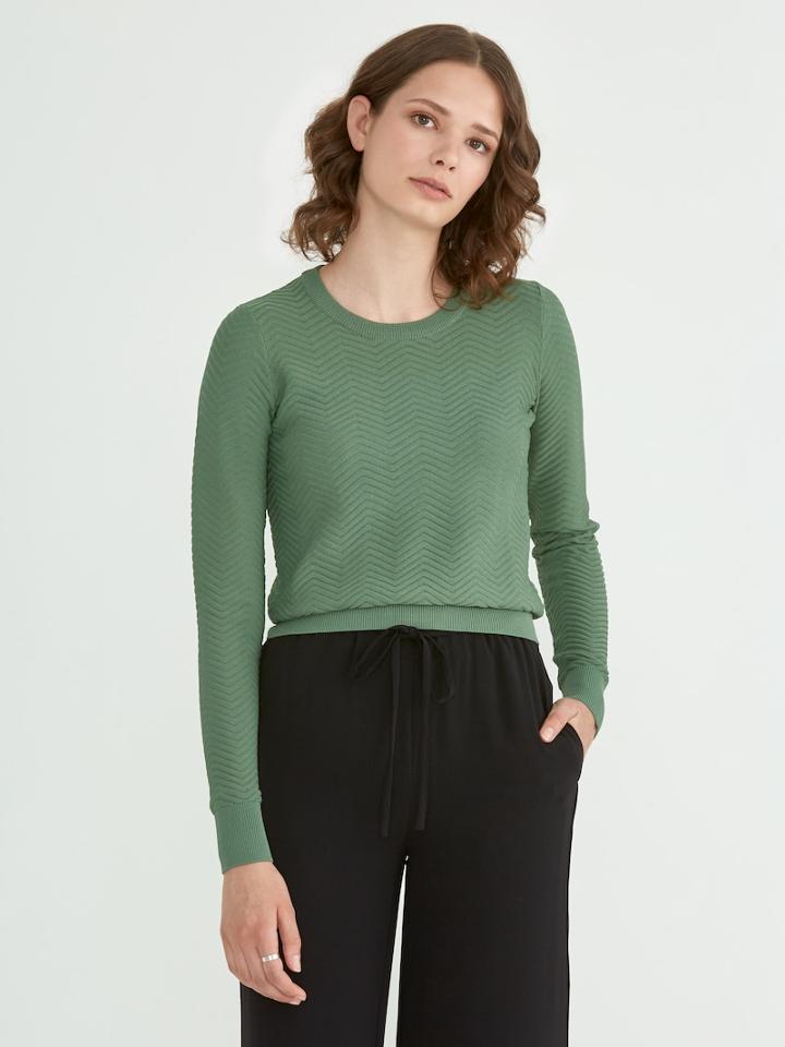Frank + Oak Textured Crewneck Sweater In Deep Grass Green