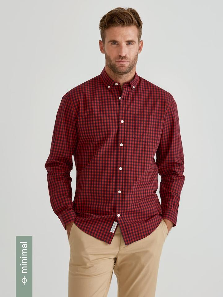 Frank + Oak The Minimal Branford Gingham-check Shirt In Samba/navy Blazer