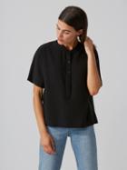 Frank + Oak Fluid Crepe Top In True Black