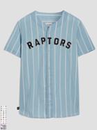 Frank + Oak Toronto Raptors Summer-denim Short-sleeve Shirt In Striped Indigo