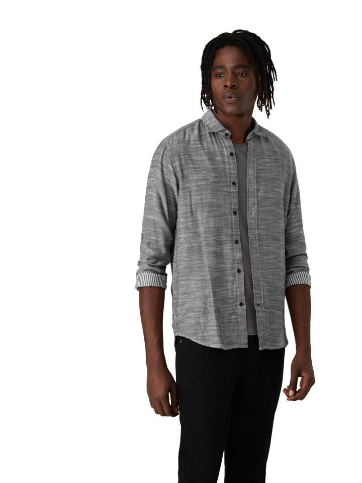 Frank + Oak Double Face Slub Shirt In Grey