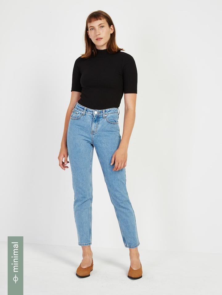 Frank + Oak The Stevie High Waisted Non-stretch Jean - Light Indigo