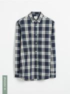 Frank + Oak Recycled Polyester Blend Tartan Shirt - Navy And White