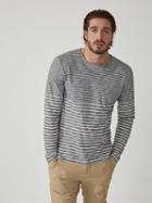 Frank + Oak Multi-stripe Cotton Crewneck T-shirt In Navy