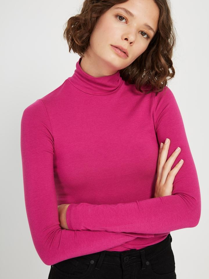 Frank + Oak Long Sleeve Mock Neck In Fuschia