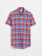 Frank + Oak Short-sleeved Summer Oxford Tartan Shirt - Blue