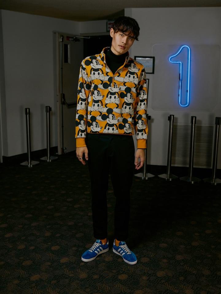Frank + Oak Mickey Mouse All Over Print Half-zip Popover - Mango