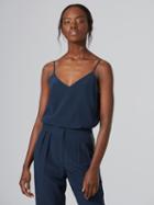 Frank + Oak Silk V-neck Cami In Dark Saphire