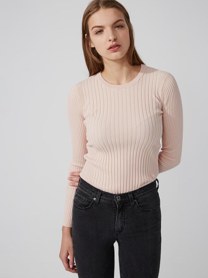 Frank + Oak Cotton-blend Scoopneck Sweater In Rose Smoke