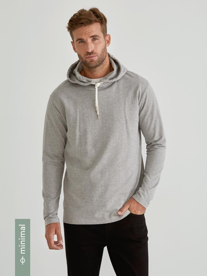 Frank + Oak Organic French Terry Pullover Hoodie In Vintage Grey Heatther