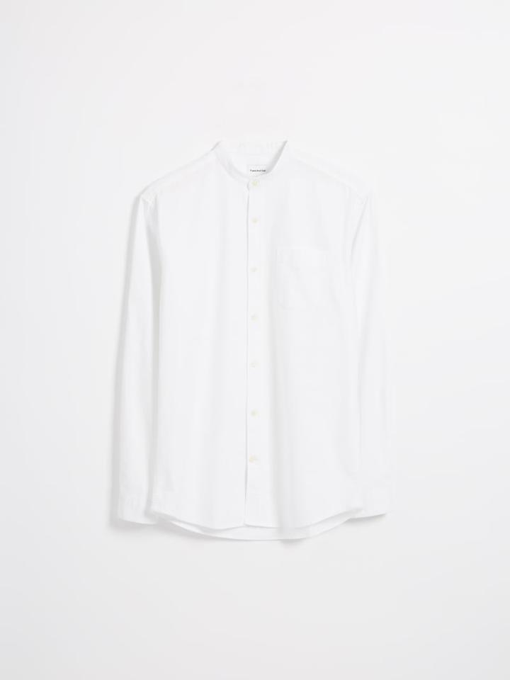 Frank + Oak The Jasper Band Collar Oxford Shirt In White