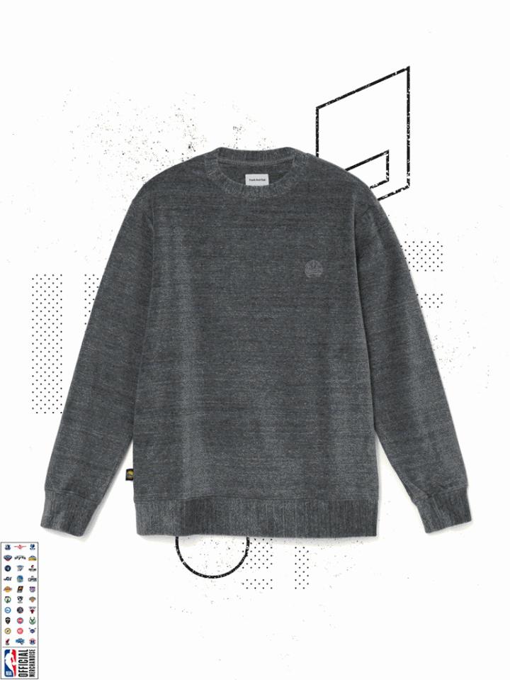Frank + Oak Golden State Warriors Velvet Crewneck In Grey Heather
