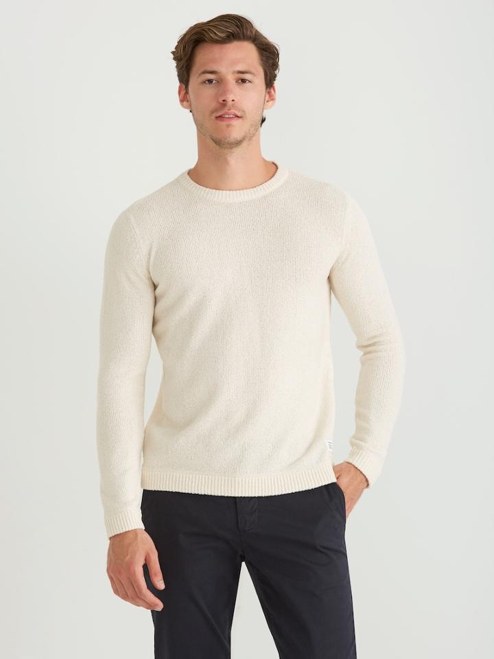 Frank + Oak The Airy Summer Crewneck Sweater In Cream