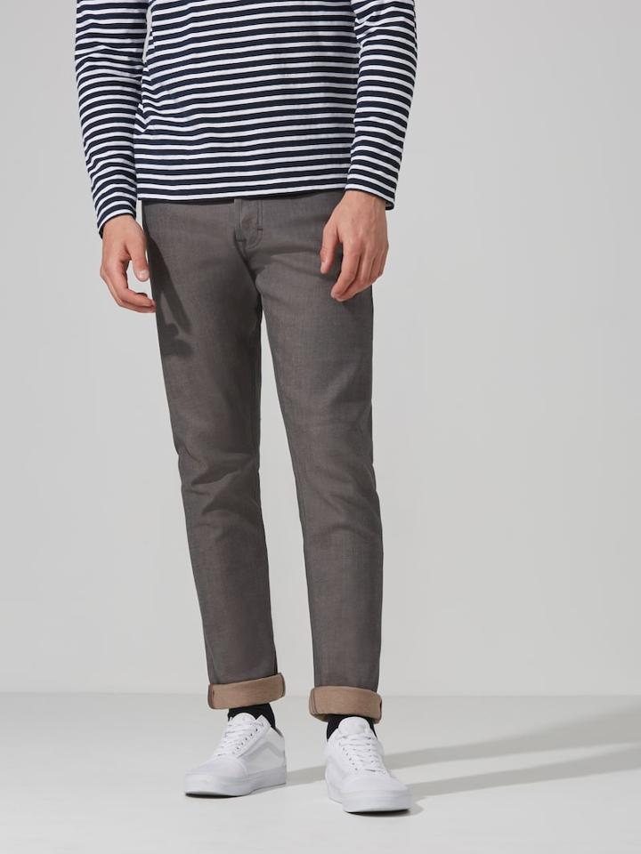 Frank + Oak The Cooper Slim-straight Selvedge Denim In Grey