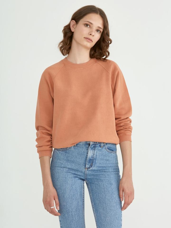 Frank + Oak The Gym Fleece Crewneck Sweatshirt In Dark Orange