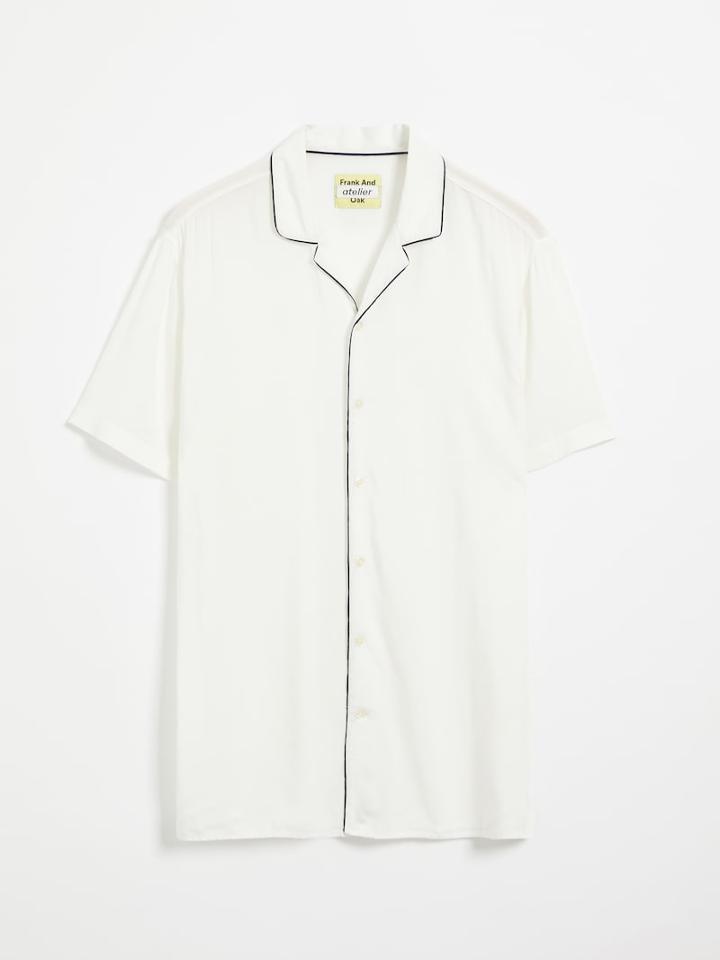 Frank + Oak Atelier Collection: Short-sleeved Viscose Shirt In White