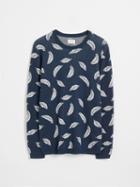 Frank + Oak Leaf Patterned Cotton-jacquard Sweater - Navy