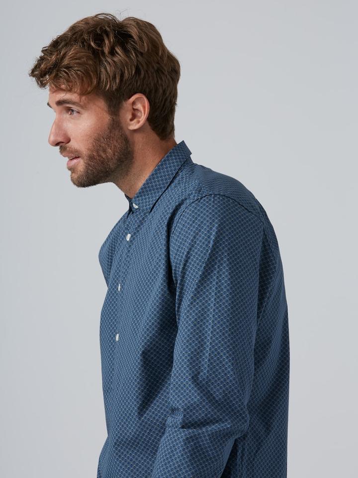 Frank + Oak Printed Poplin Cotton Shirt In Bearing Sea