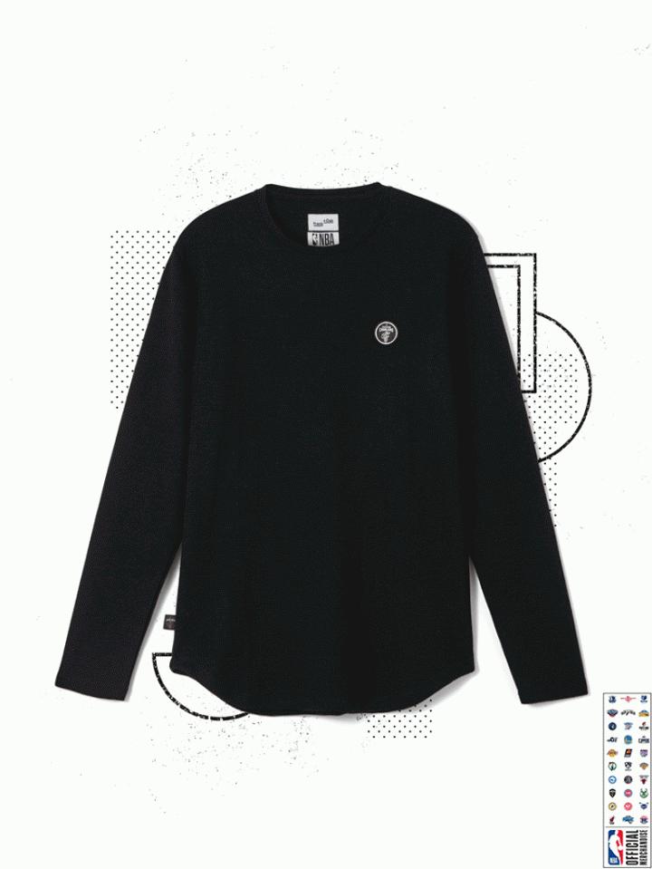 Frank + Oak Cleveland Cavaliers L/s Waffle-knit Crewneck In True Black
