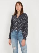 Frank + Oak Printed Button Up Blouse - Navy