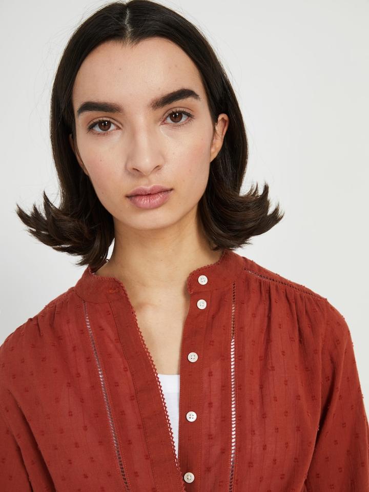 Frank + Oak Cotton Embroidered Blouse - Red