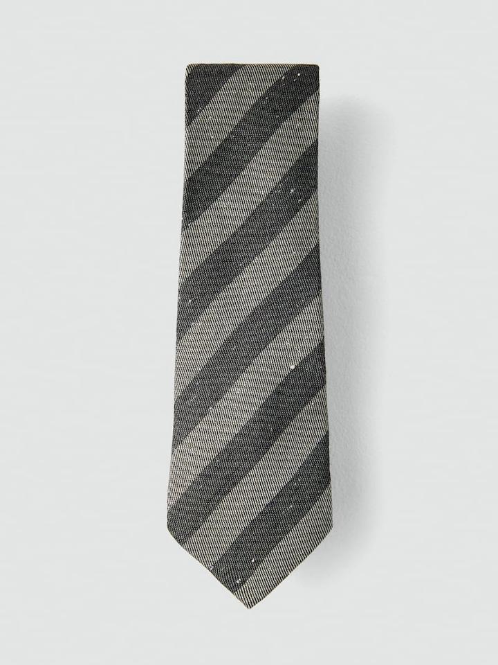 Frank + Oak Striped Silk-cotton Tie In Charcoal
