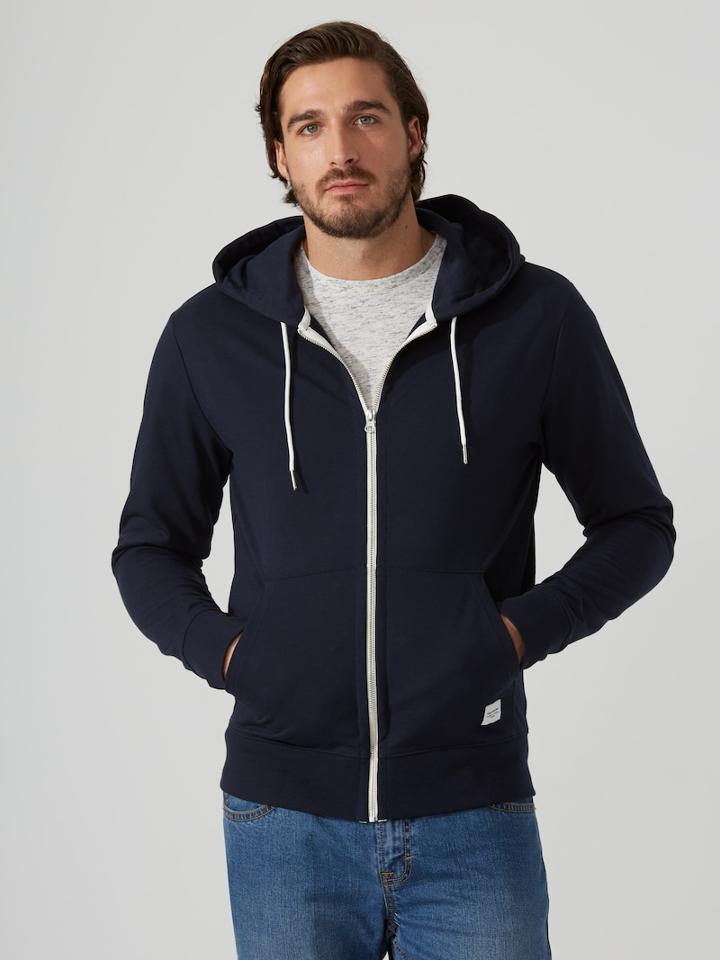 Frank + Oak French Terry Zip Hoodie In Dark Sapphire