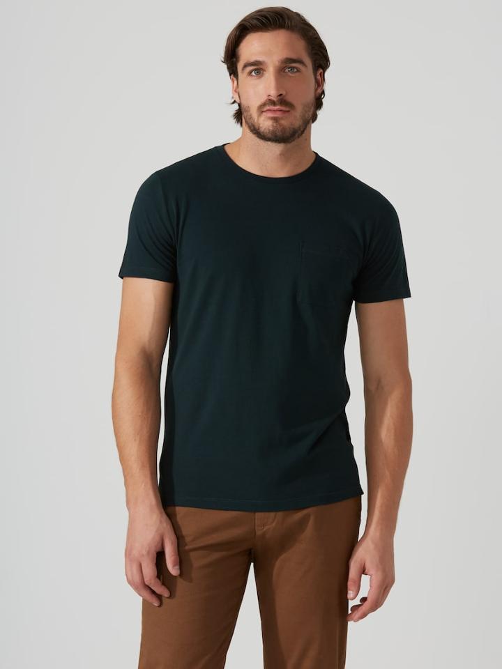 Frank + Oak Crewneck Pocket T-shirt In Green Gables