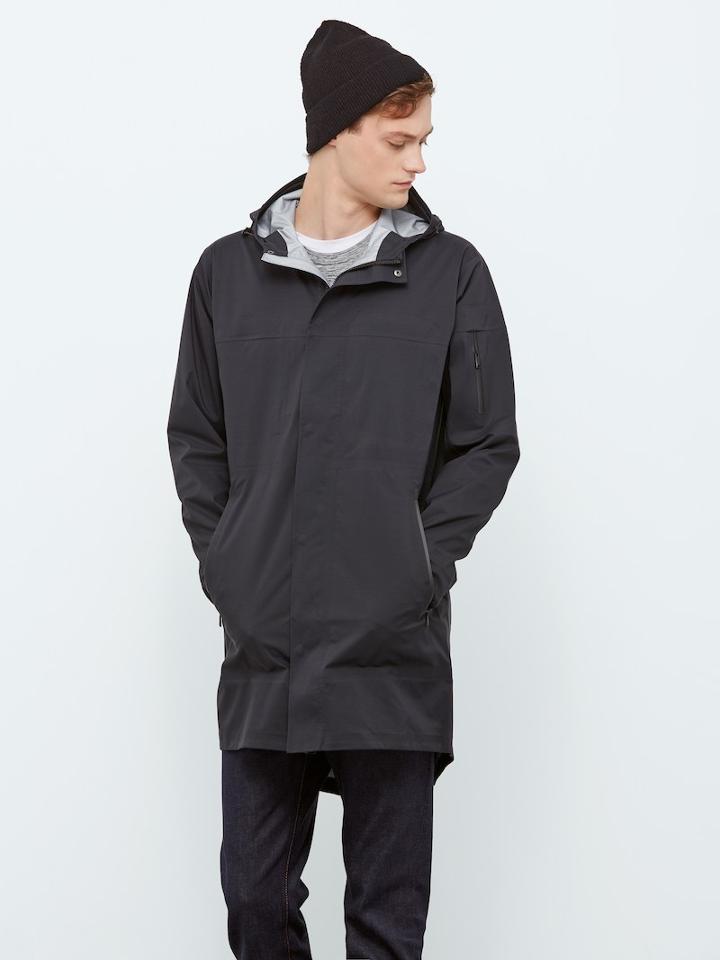 Frank + Oak State Concepts Triple Torrent Fishtail Raincoat In True Black